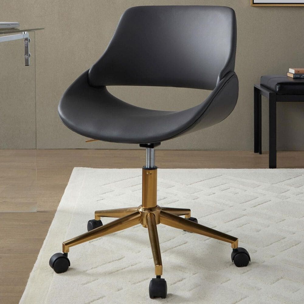 Lumisource Fabrico Office Chair with Grey Cushion in Gold, , large