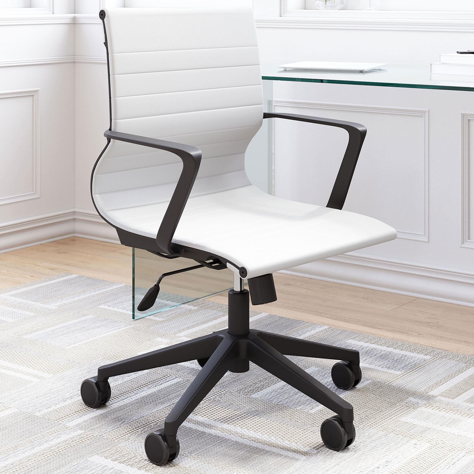 Zuo Modern Stacy Office Chair in White Black NFM