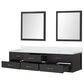Lexora Home Castor 84" Double Bathroom Vanity in Black with 2 cm White Cultured Marble Top, Rectangular Sinks and 36" Mirrors, , large