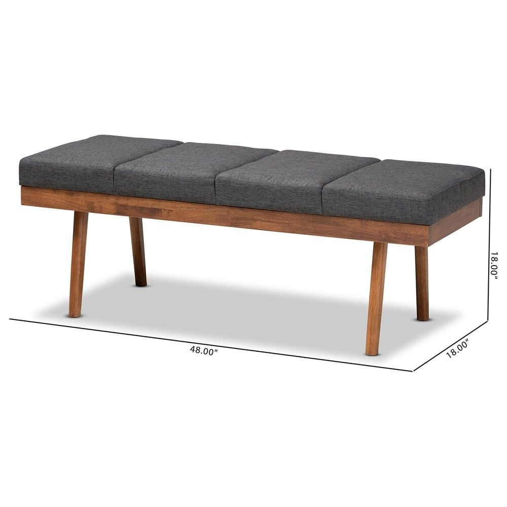 Baxton Studio Larisa Accent Bench in Charcoal, , large