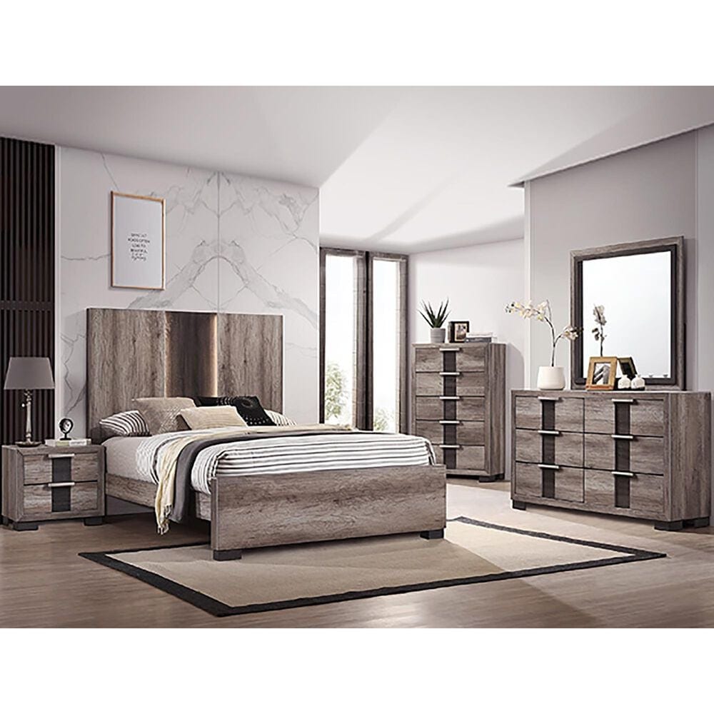Crown Mark Rangley 2-Drawer Nightstand in Grey and Black, , large