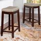 Linon Home Decor Claridge Counter Stool with Beige Cushion in Dark Brown (Set of 2), , large