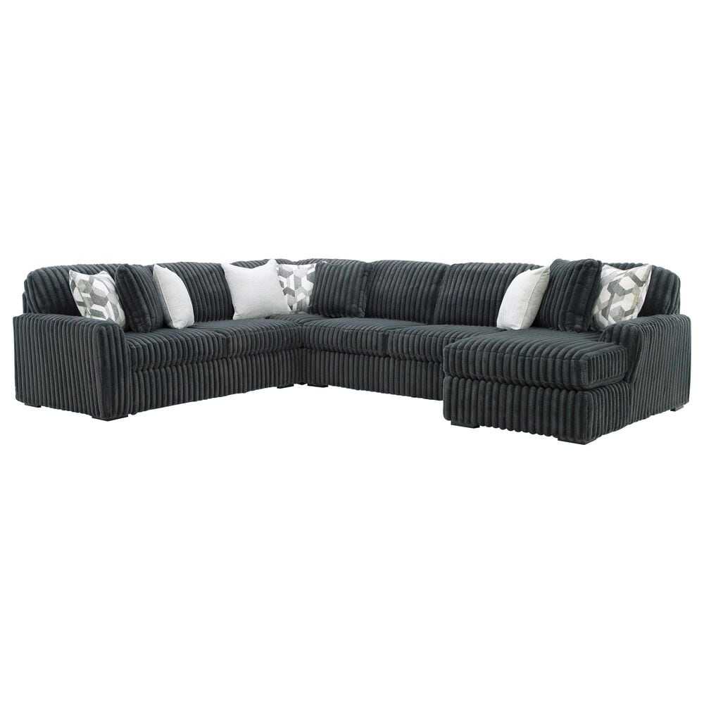 Ashley Midnight-Madness 4-Piece Right Facing Sectional with Chaise in Gunmetal, , large