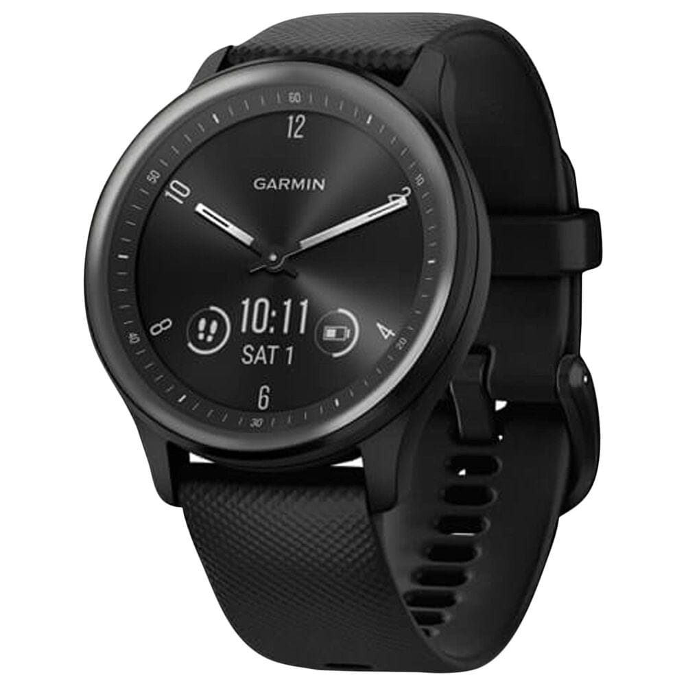 Garmin vivomove Sport Smartwatch in Black Case and Silicone Band with Slate Accents, , large