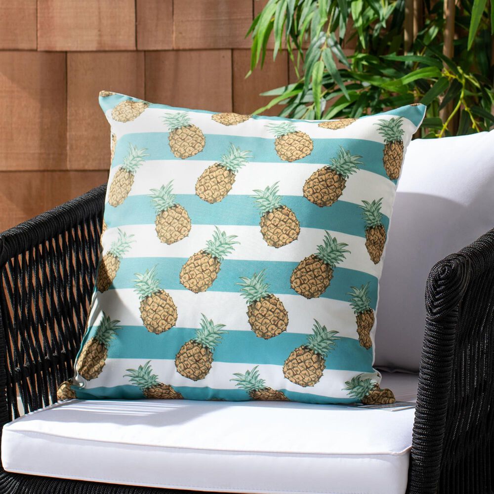 Safavieh Pari 18" Pillow in Teal and White, , large