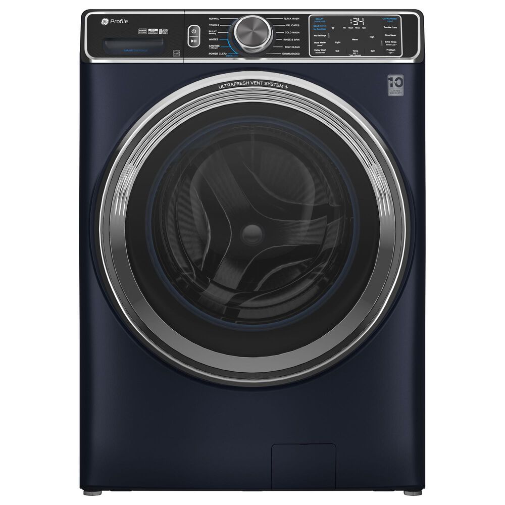 GE Profile 5.3 Cu. Ft. Smart Front Load Washer and 7.8 Cu. Ft. Gas Dryer Laundry Pair in Sapphire Blue, , large