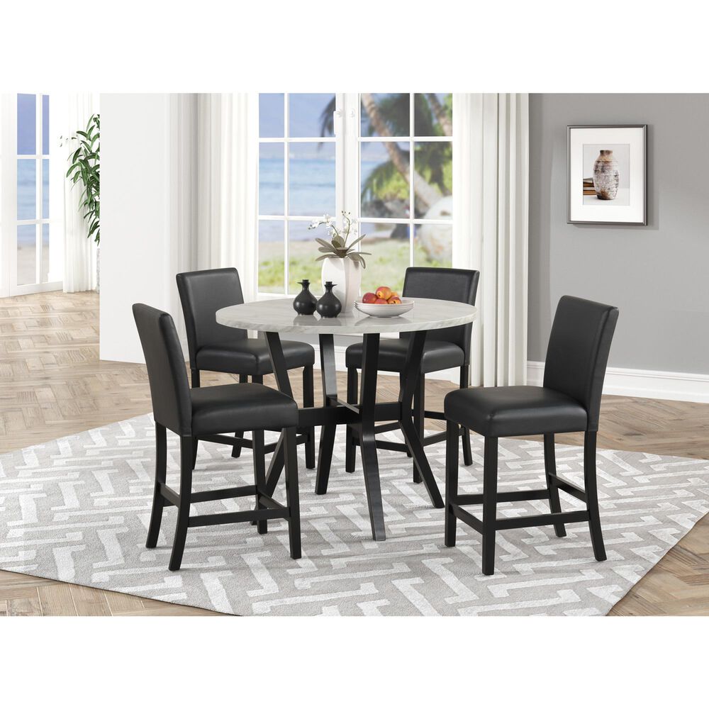 Titanic Furniture Ariana 5-Piece Round Dining Set in White and Black, , large