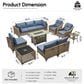HOMLUX 11-Piece Patio Conversation Set with LED Coffee Table in Denim Blue, , large