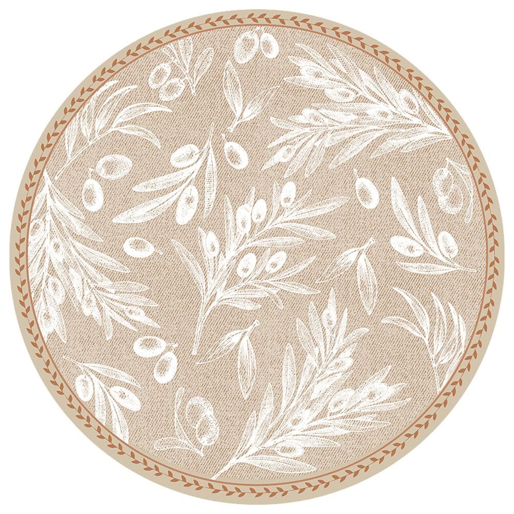 Davanti Novotela Round Placemat with Olives Print in Olive Beige, , large