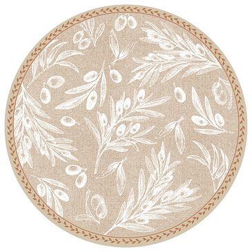 Davanti Novotela Round Placemat with Olives Print in Olive Beige, , large
