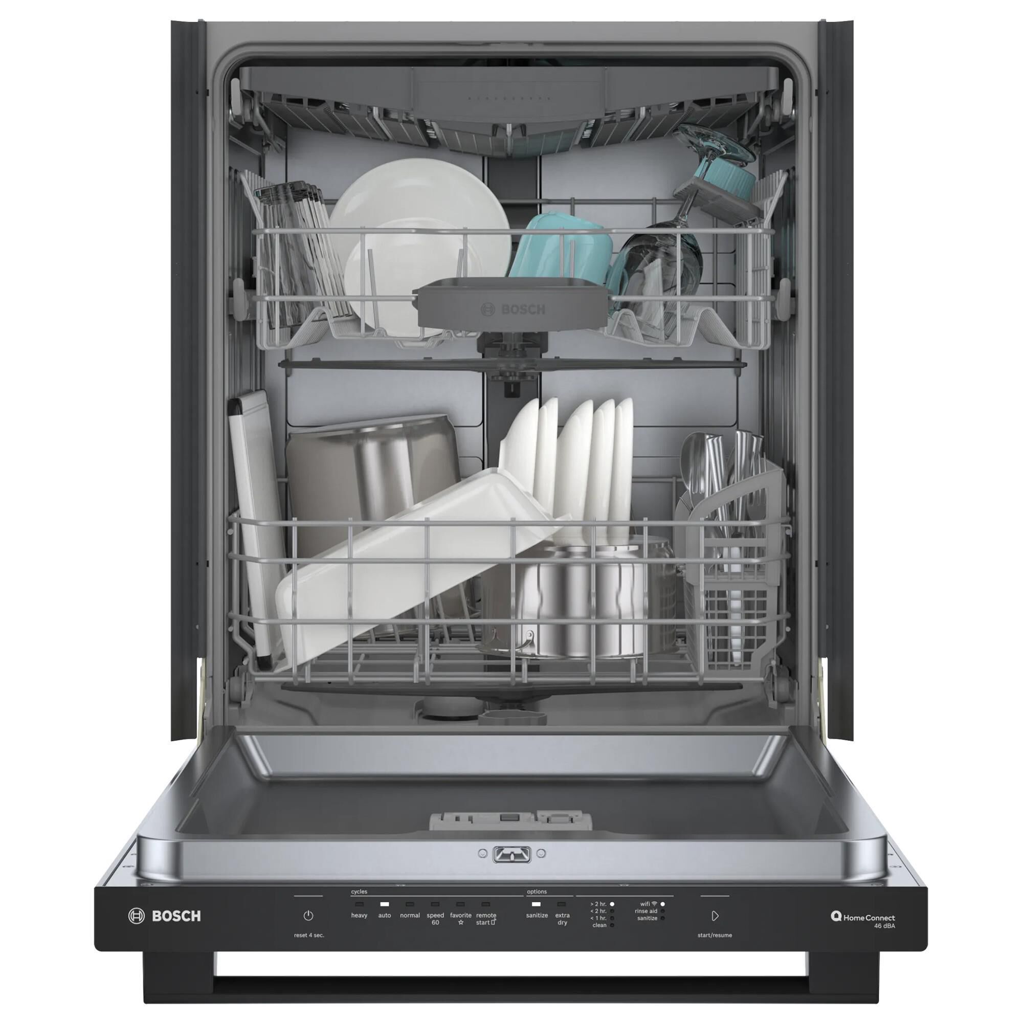 Bosch 100 Series Premium 24 Built In Bar Handle Dishwasher with 8 Wash Cycles in Black NFM