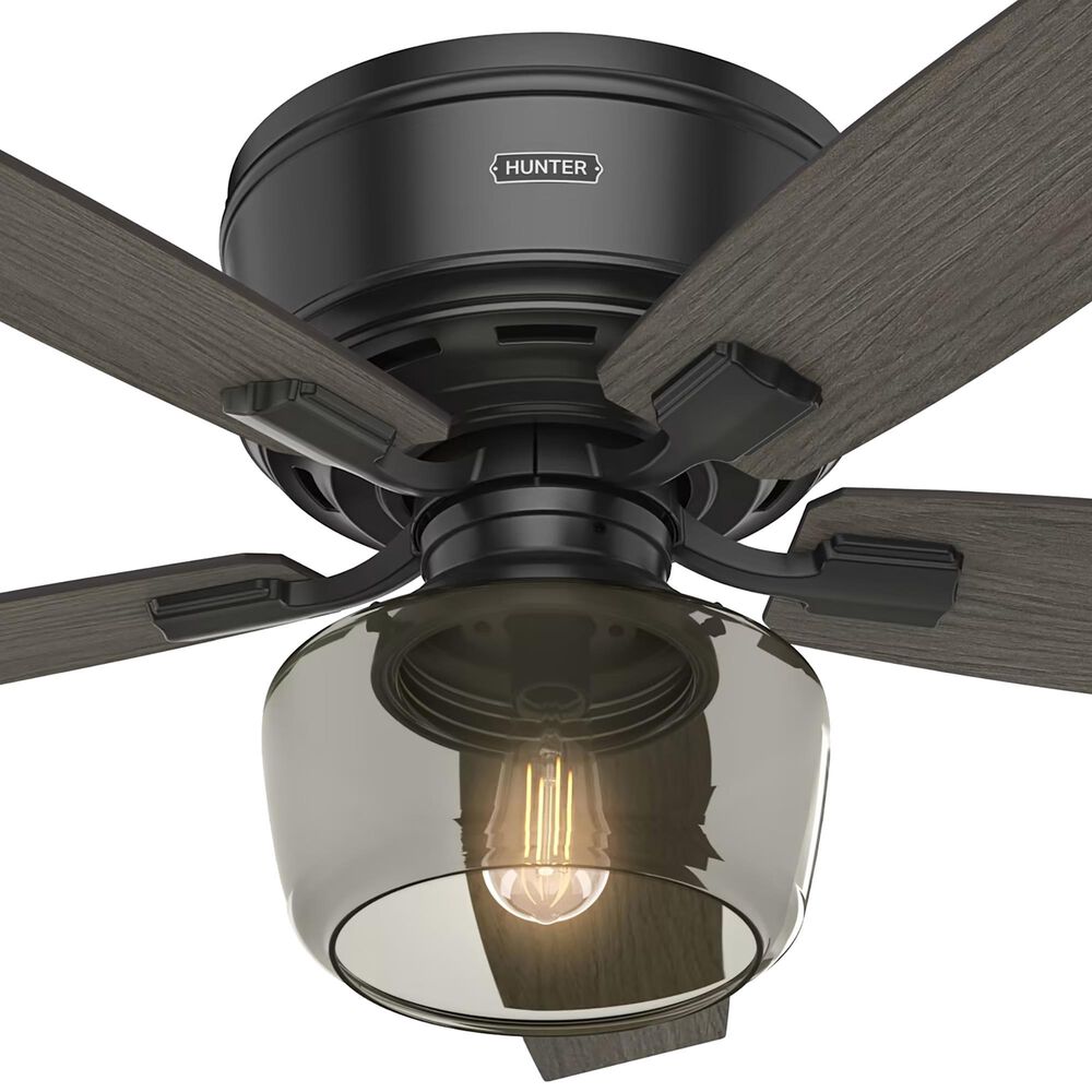 Hunter Bennett Low Profile 52&quot; Ceiling Fan with Light in Matte Black, , large