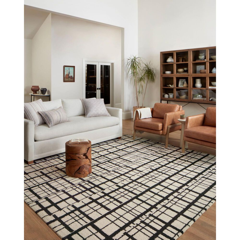 Chris Loves Julia x Loloi Polly 3&#39;6&quot; x 5&#39;6&quot; Black and Ivory, , large