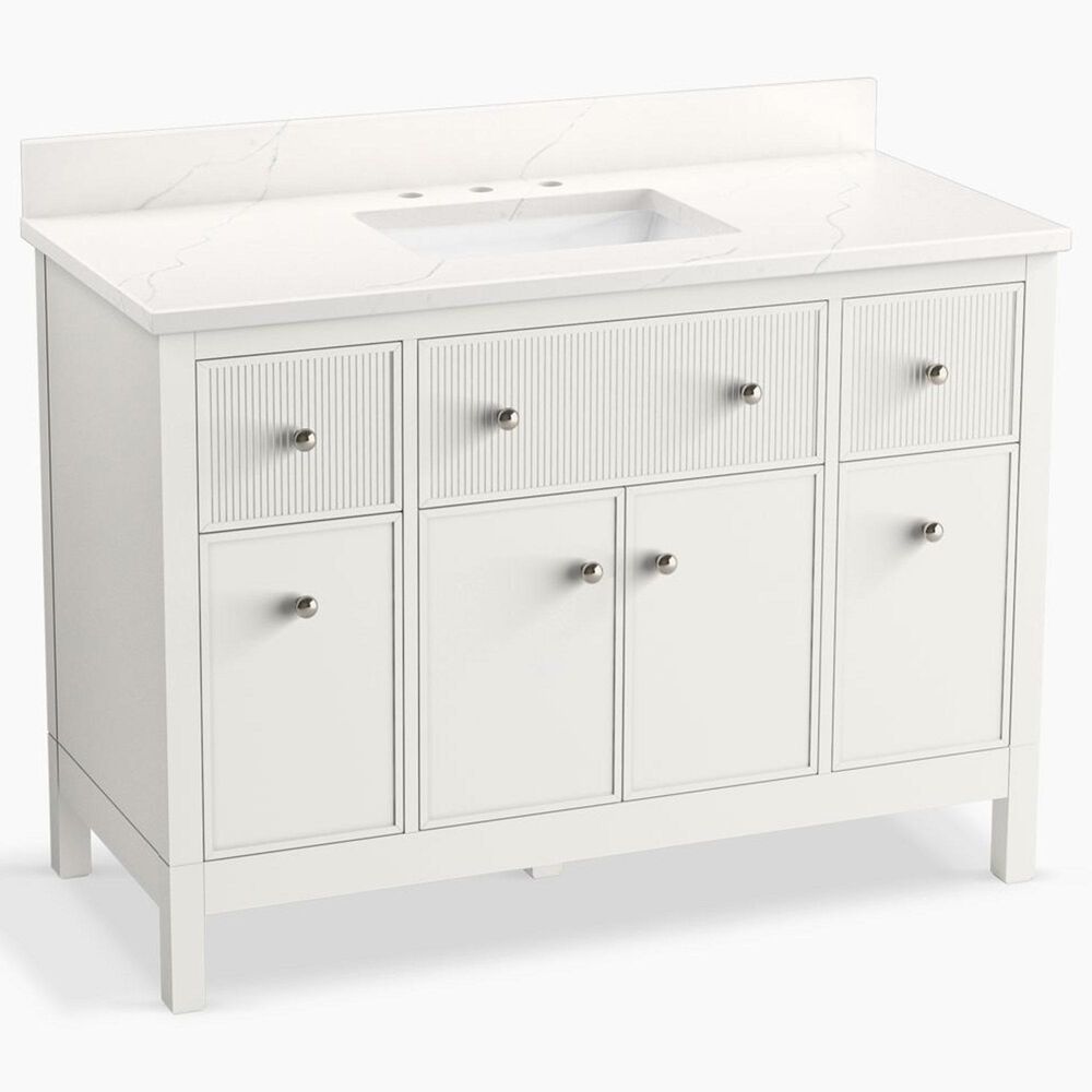 Kohler Malin 48" Single Bathroom Vanity in White with 3 cm White Quartz Top and Rectangular Sink, , large