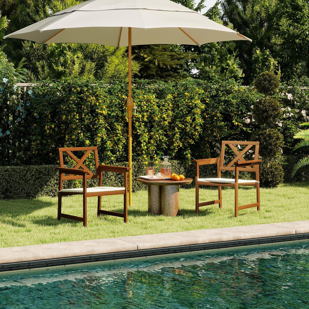 HOMLUX X-Back Patio Armchair with Cushion in Natural (Set of 2), , large