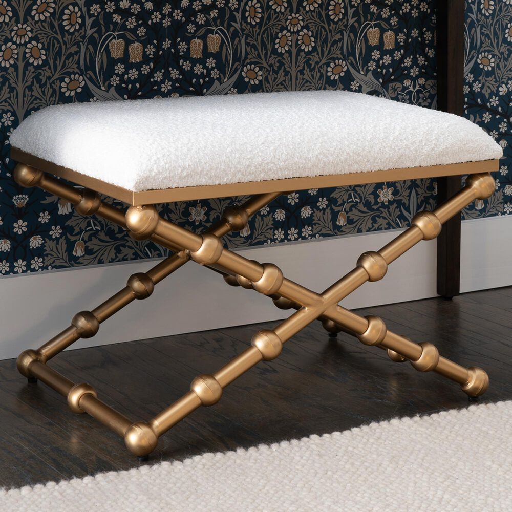 Linon Home Decor Campaign Sphere Stool in Gold, , large