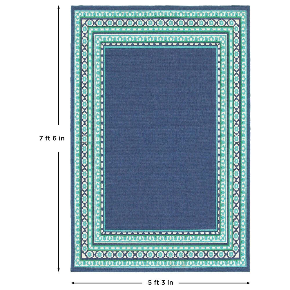 Oriental Weavers Meridian Navy and Green 5'3" x 7'6" Indoor/Outdoor Area Rug, , large