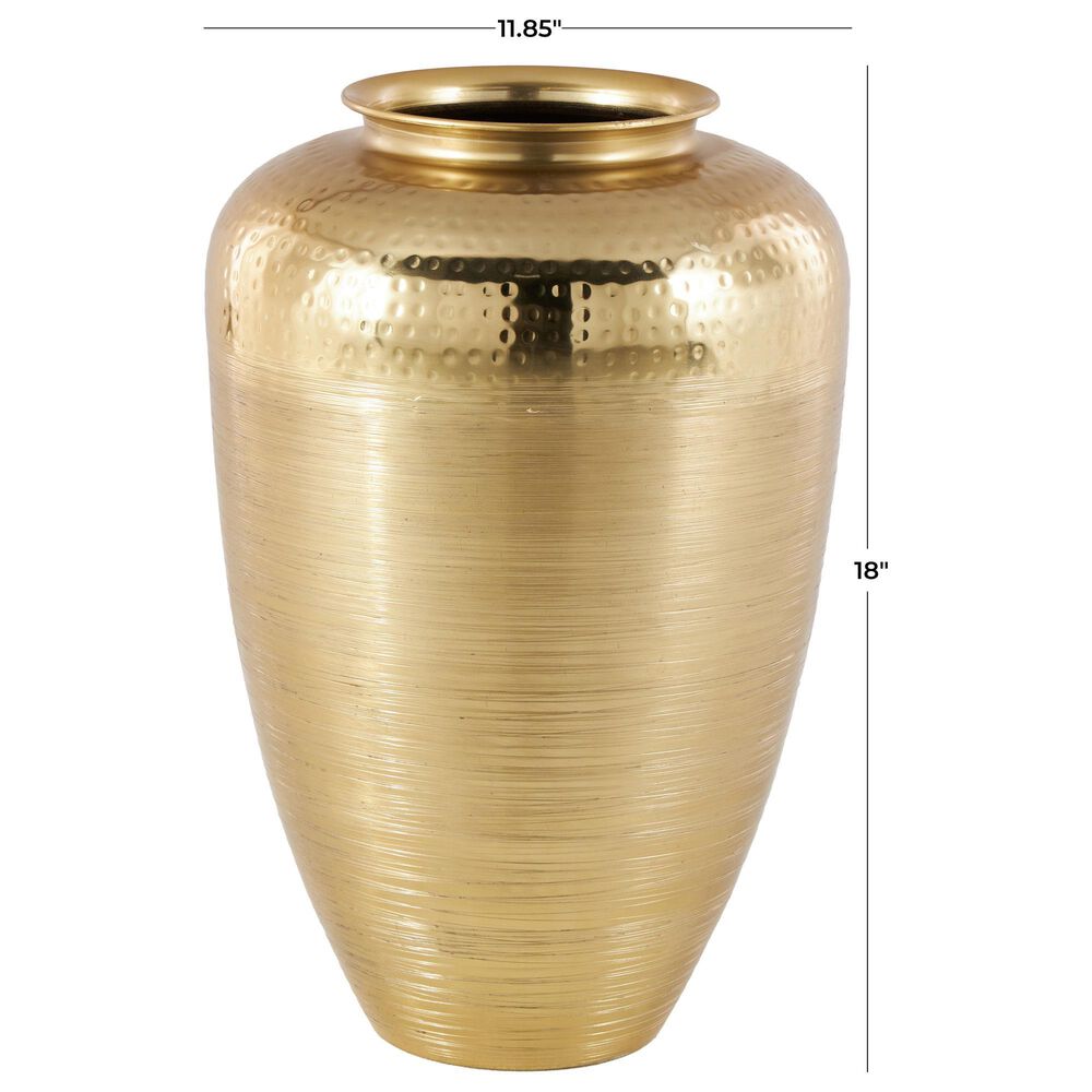 Maple and Jade 18&quot; Decorative Vase with Hammered Top in Brushed Gold, , large