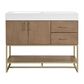 37B Mauri 42" Single Bathroom Vanity with Metal Base in Walnut Drift with High-Profile 4" White Composite Stone Top, , large