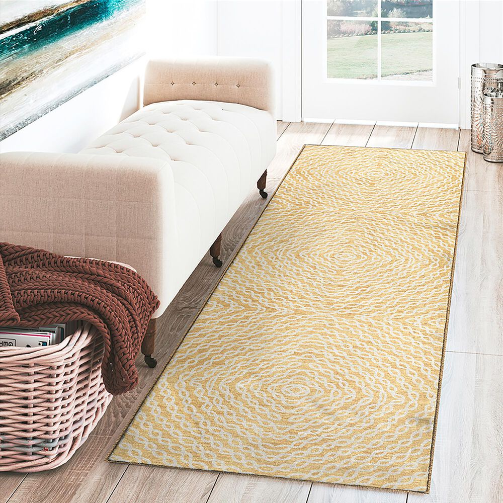 Dalyn Rug Company Brisbane Geometric 2&#39;3&quot; x 7&#39;6&quot; Gold Runner, , large