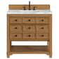 James Martin Vanities Malibu 36" Single Bathroom Vanity in Amber Birch with 3 cm Carrara White Marble Top and Rectangular Sink, , large