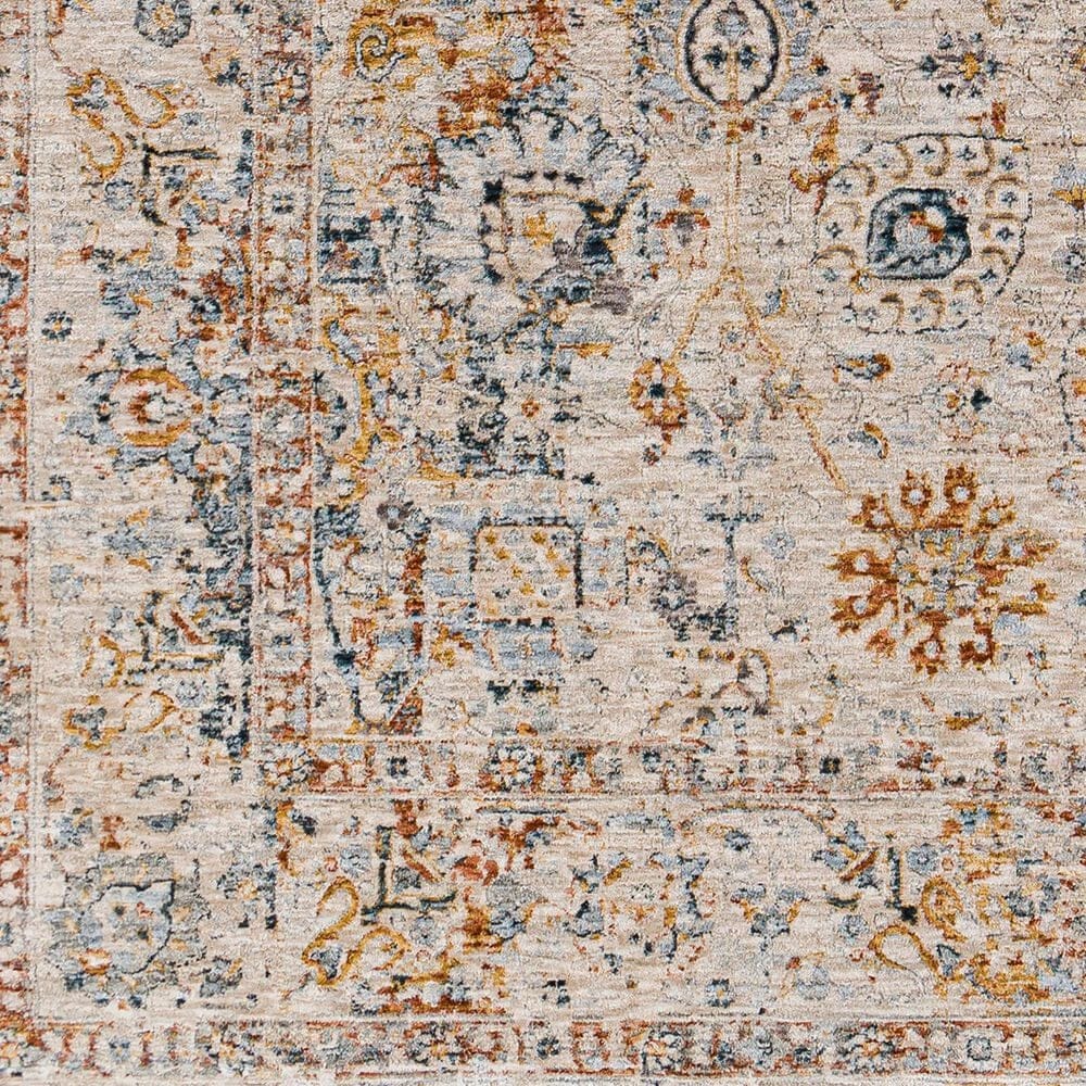 Surya Laila LAA-2317 7&#39;10&quot; Round Teal, Orange, Sage, Saffron, Gray and Cream Area Rug, , large