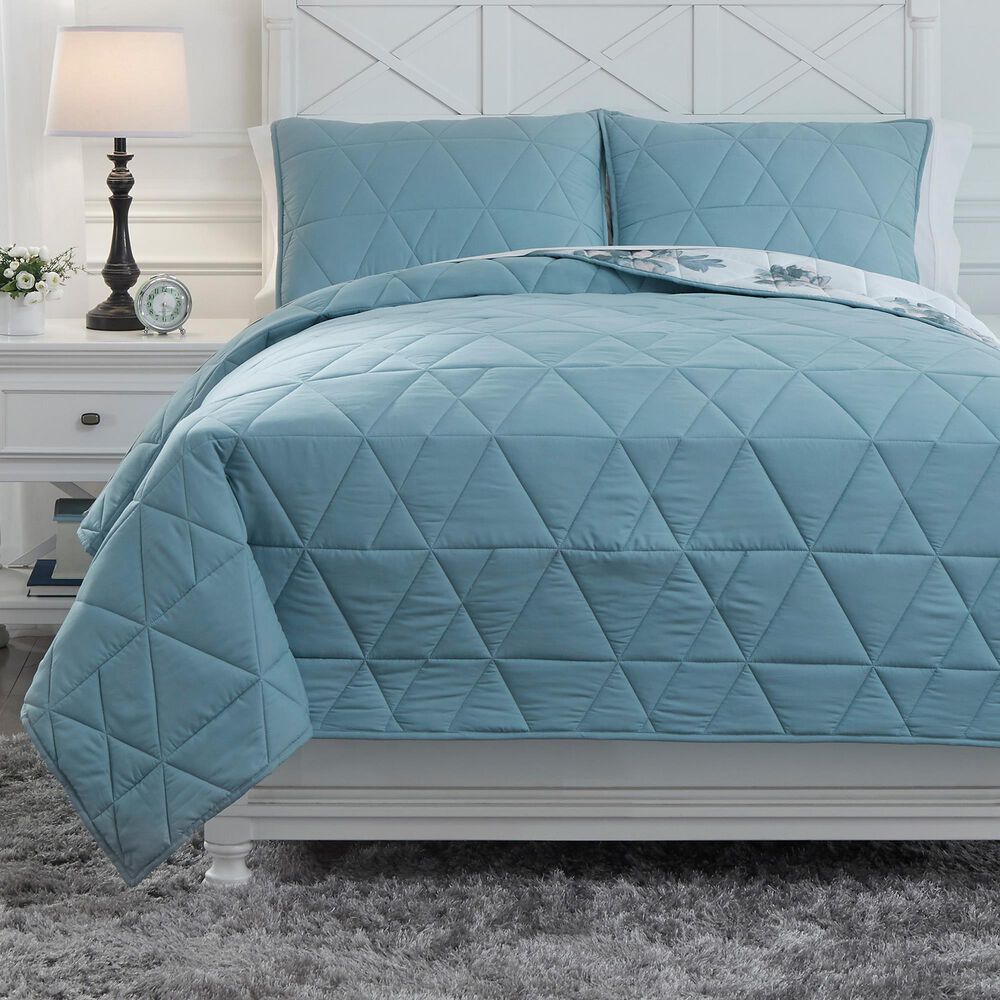 Signature Design by Ashley Kiandra 3-Piece Full Comforter Set in Light Green and White, , large