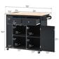 HOMLUX Kitchen Island with Power Outlet and Drop Leaf in Black, , large