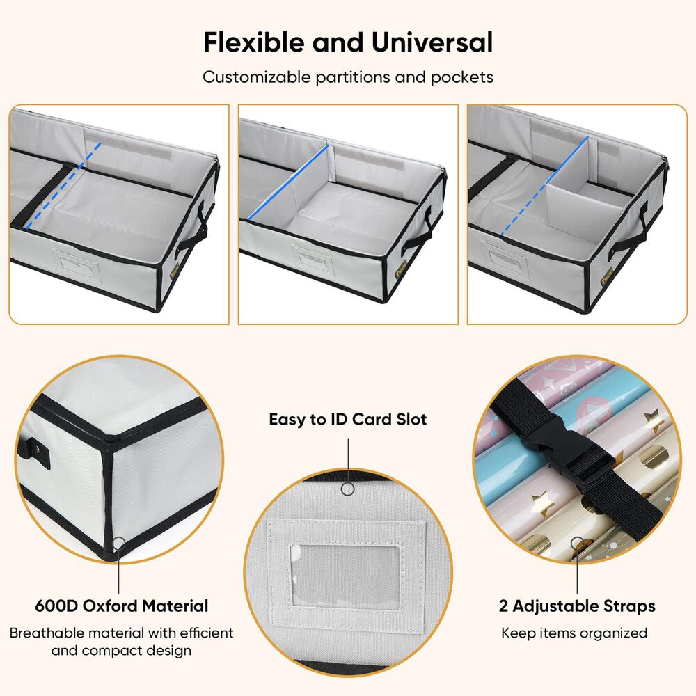 HOMLUX 40" Christmas Wrapping Paper Storage Organizer in Grey, , large