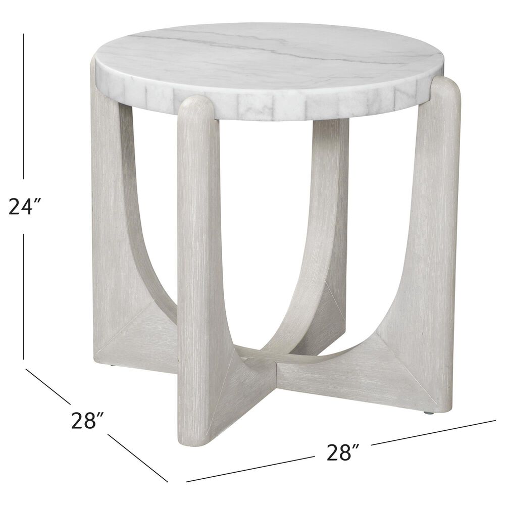 Bassett Mirror Gavin Round End Table in Driftwood and White, , large