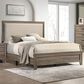 Hearth and Haven Queen Panel Bed with Upholstered Headboard in Grey, , large