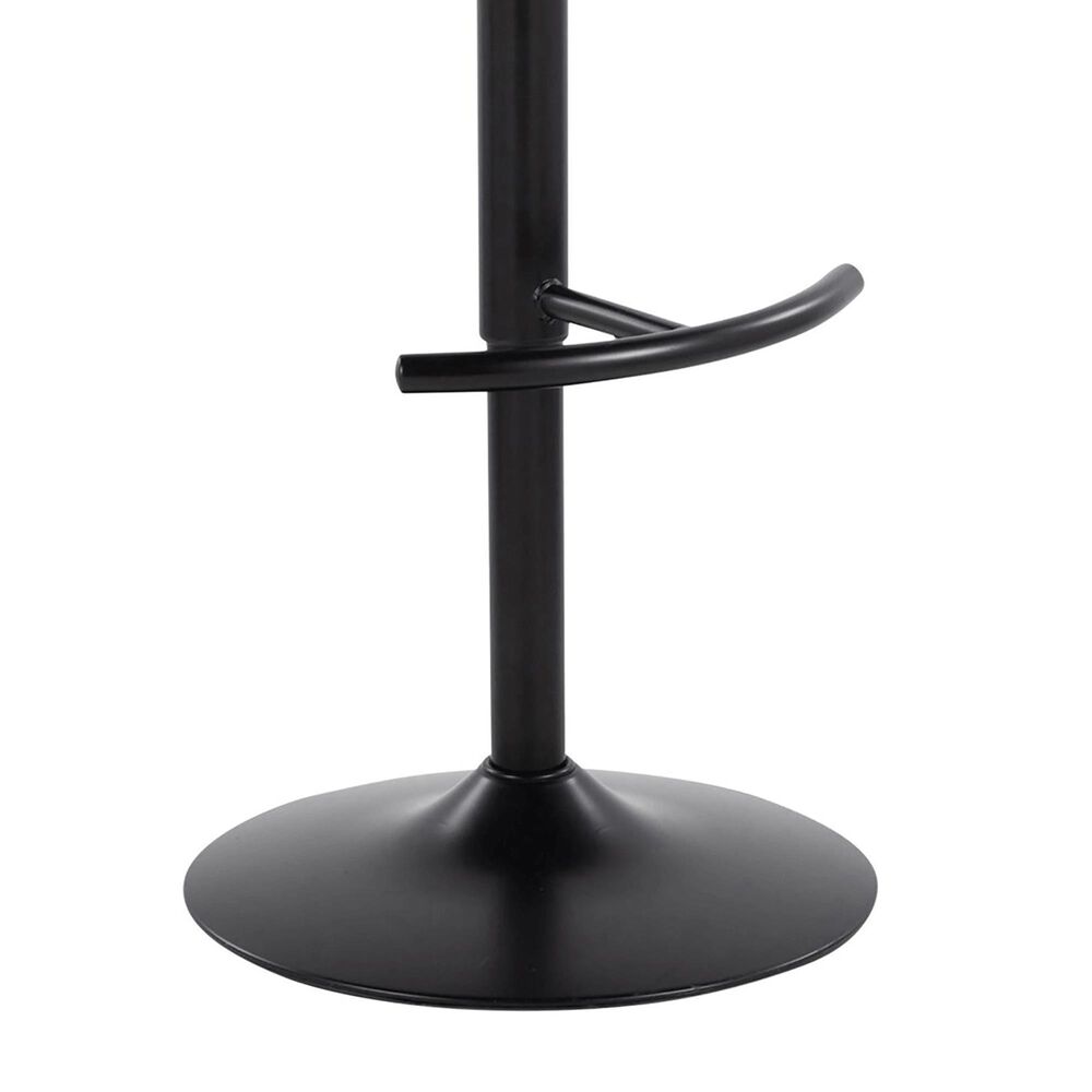 LumiSource Diana Adjustable Barstool with White Faux Leather Upholstery in Black (Set of 2), , large