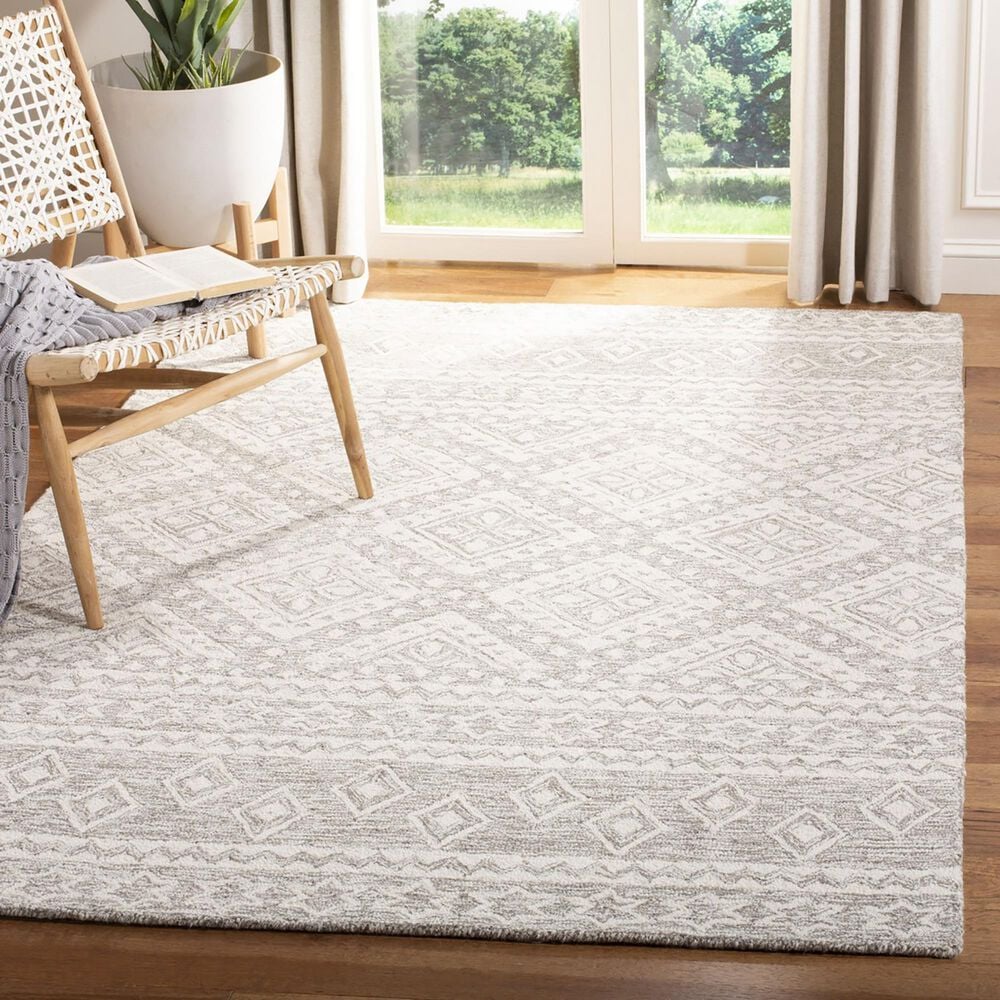Safavieh Micro-Loop 5&#39; x 8&#39; Dark Gray and Ivory Area Rug, , large