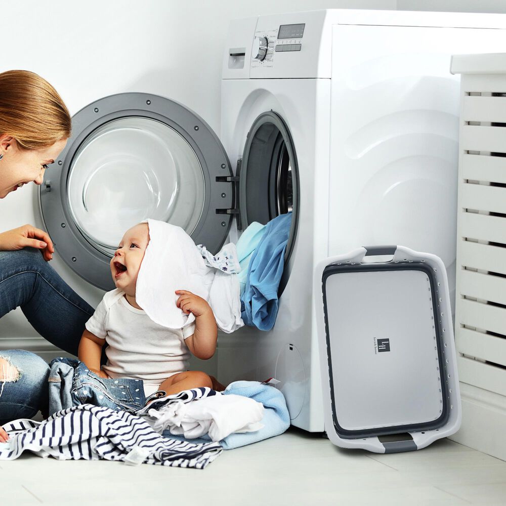 Timberlake Collapsible Laundry Basket in Gray, , large