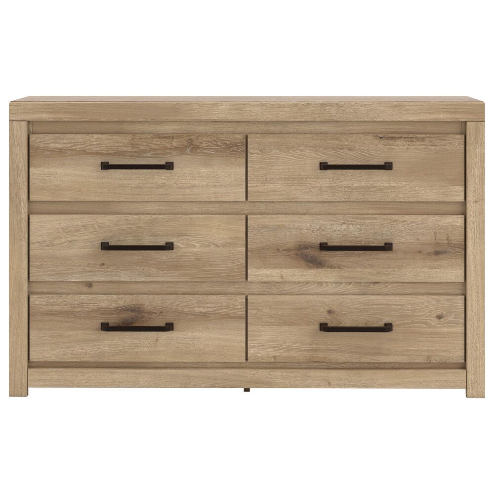 Ashley Brozmont Queen Platform Panel Bed with Dresser and Nightstand in Natural Brown, , large
