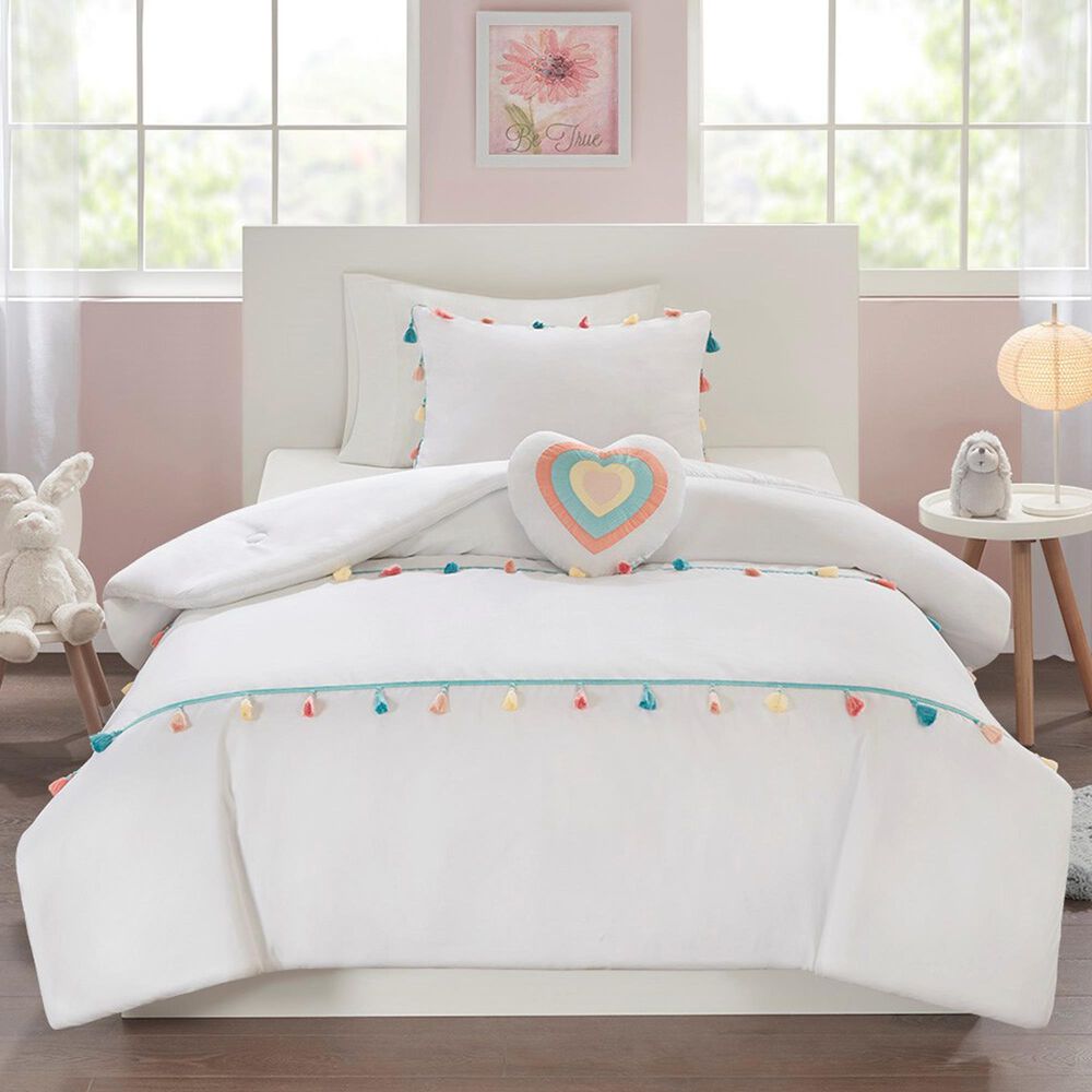 Hampton Park Tessa Tassel 3-Piece Twin Comforter Set in White, , large