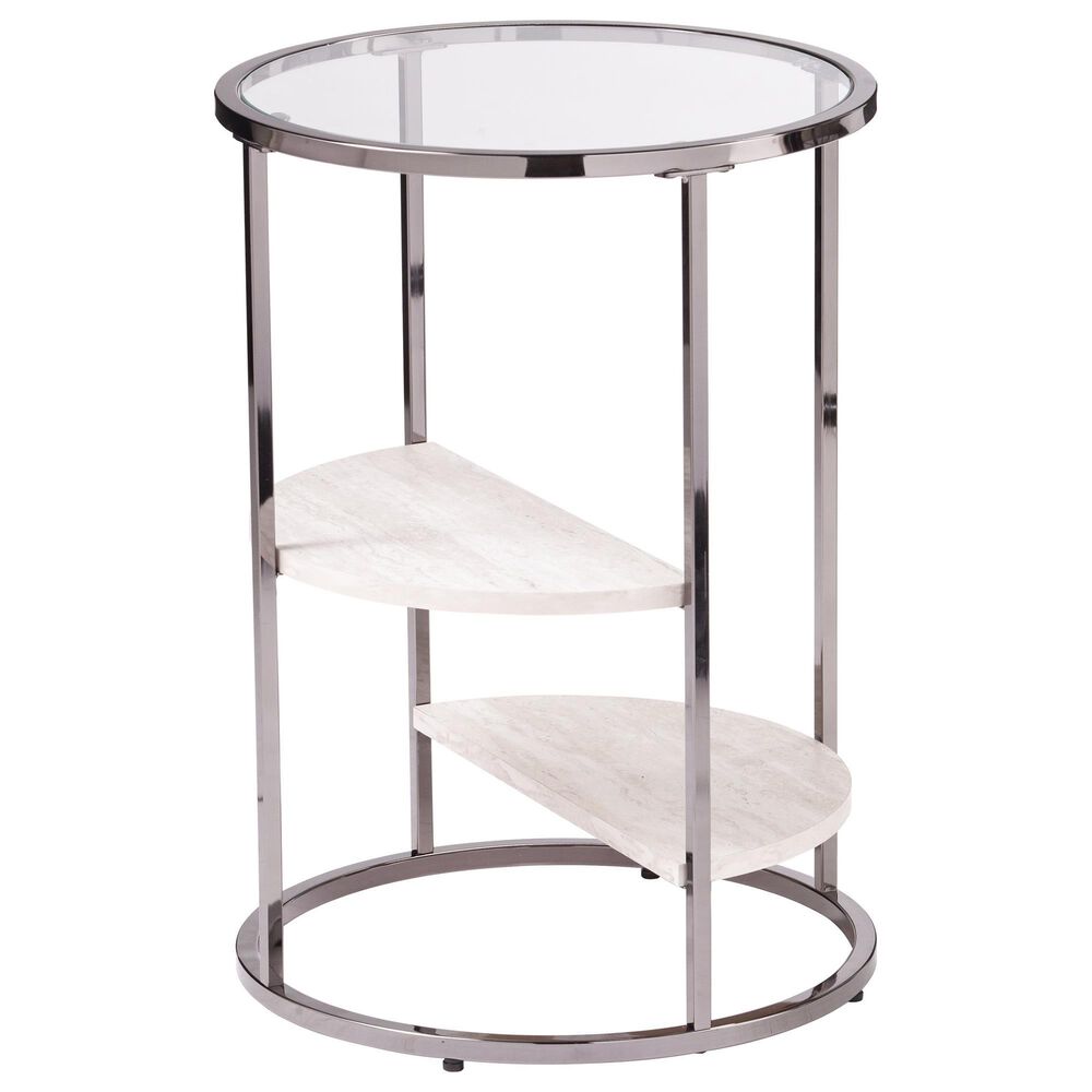Southern Enterprises Ledermore Round Side Table in Black, , large