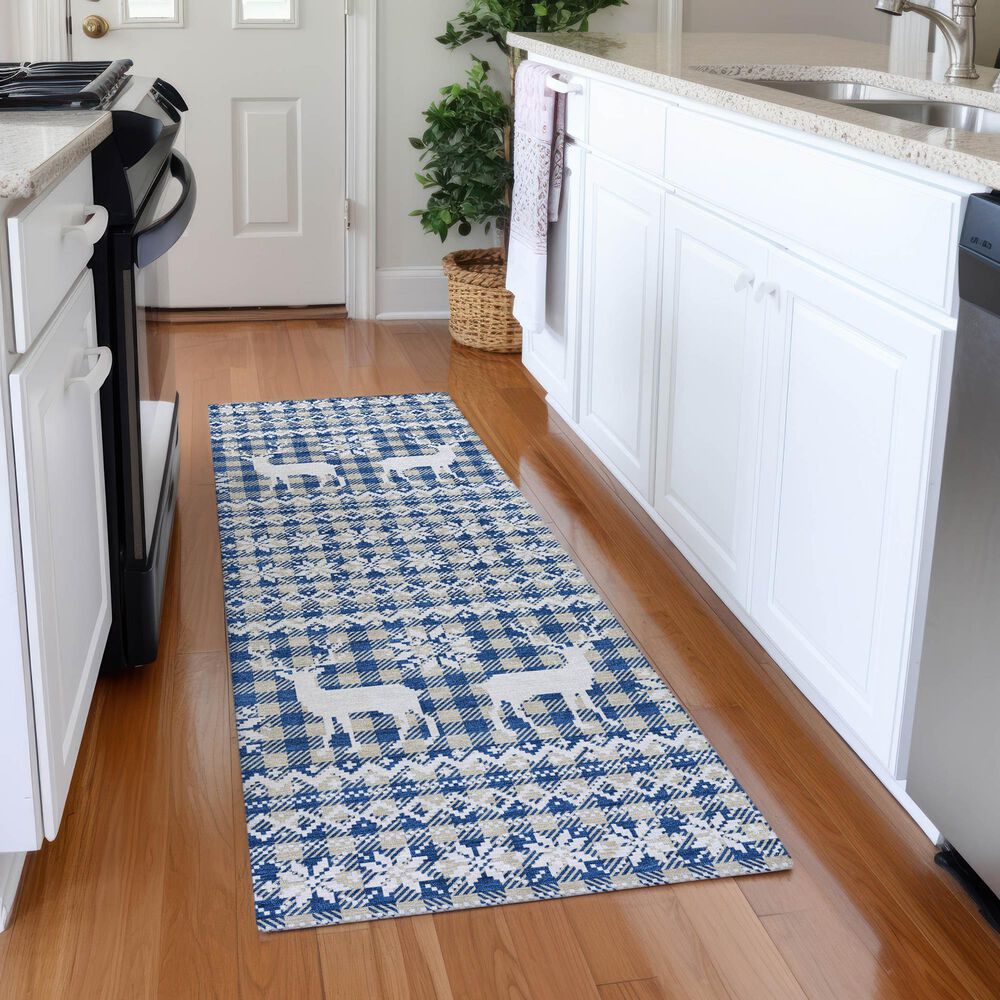 Dalyn Rug Company Wonderland WN28 2&#39;3&quot; x 7&#39;6&quot; Navy Indoor/Outdoor Runner, , large