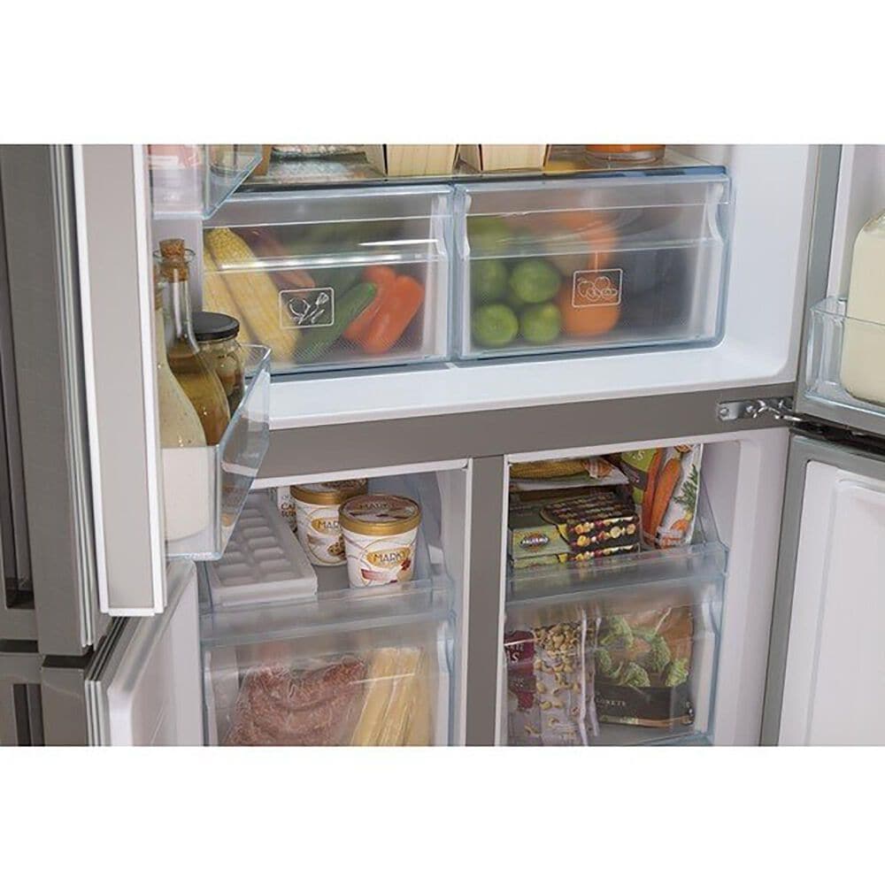 Haier 16.4 Cu. Ft. Counter Depth Quad Door Refrigerator in Stainless Steel, , large
