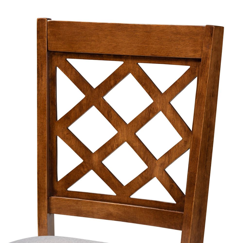 Baxton Studio Verner Side Chair with Grey Cushion in Walnut Brown (Set of 2), , large