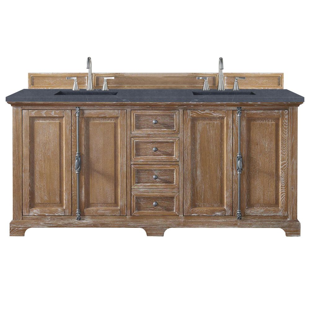 James Martin Vanities Providence 72" Double Bathroom Vanity in Driftwood with 3 cm Charcoal Soapstone Quartz Top and Rectangular Sinks, , large
