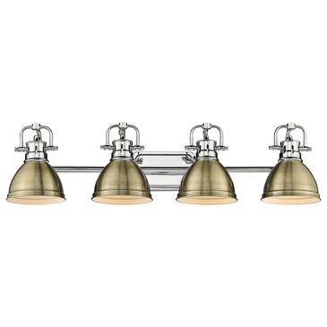 Golden Lighting Duncan 4-Light Bath Vanity with Aged Brass Shade in Chrome, , large