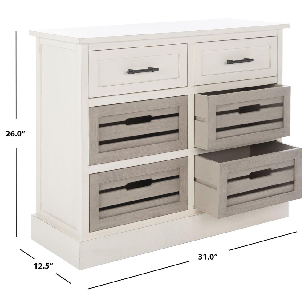 Safavieh Lydia 6-Drawer Chest in Distressed White/Greige, , large