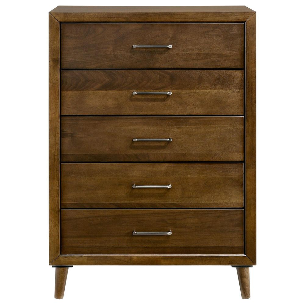 Mayberry Hill Malibu 5 Piece Twin Bed Set in Distressed Walnut , , large