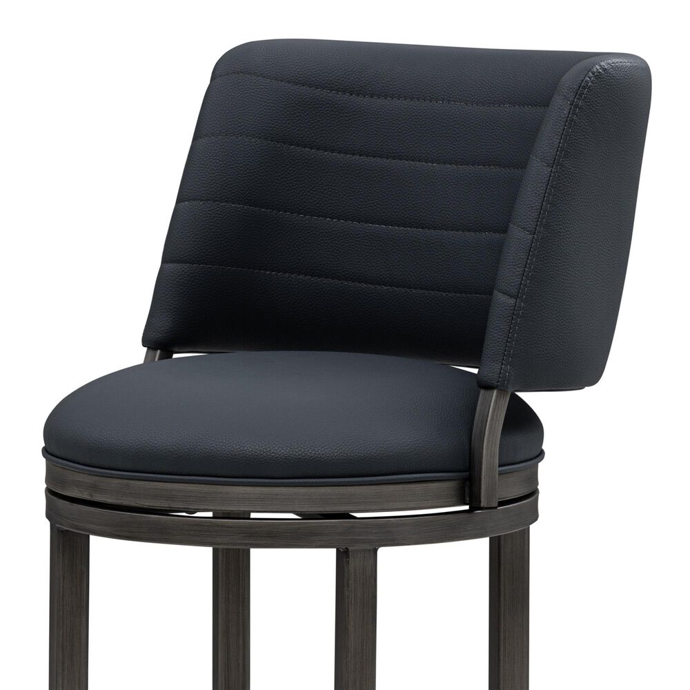 Armen Living Torres Counter Height Stool with Night Life Blue Upholstery in Antique Pewter, , large