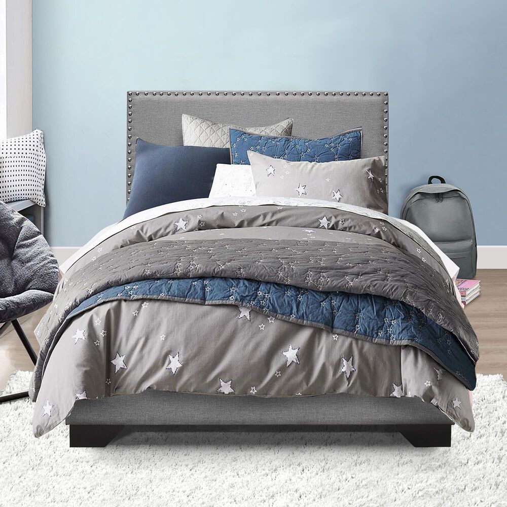 The Monday Company Twin Upholstered Bed in Gray, , large