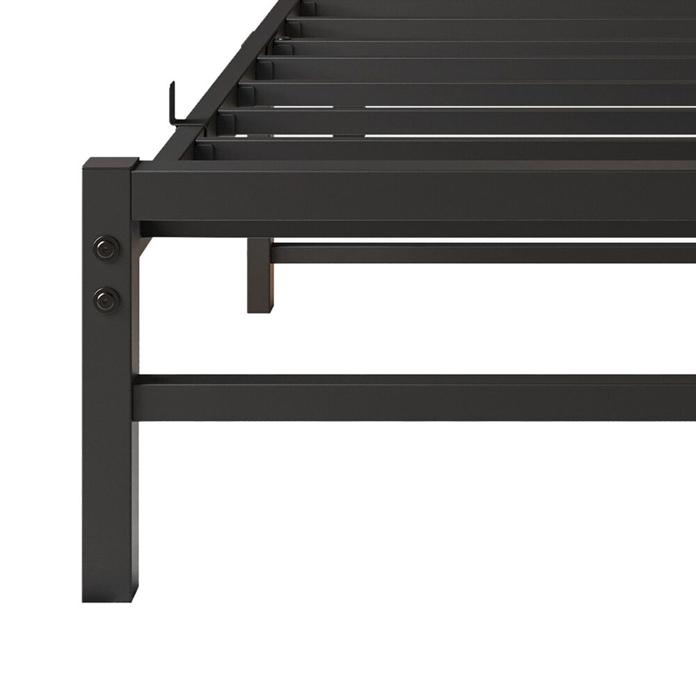 Hearth and Haven Twin Platform Bed Frame with Wood Headboard in Black, , large