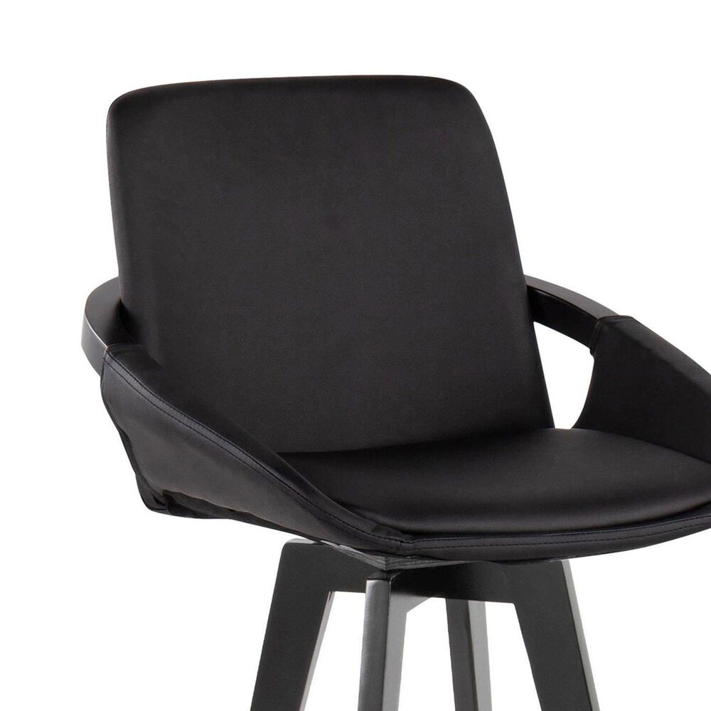 LumiSource Cosmo 26" Swivel Counter Stool with Black Upholstery in Black (Set of 2), , large