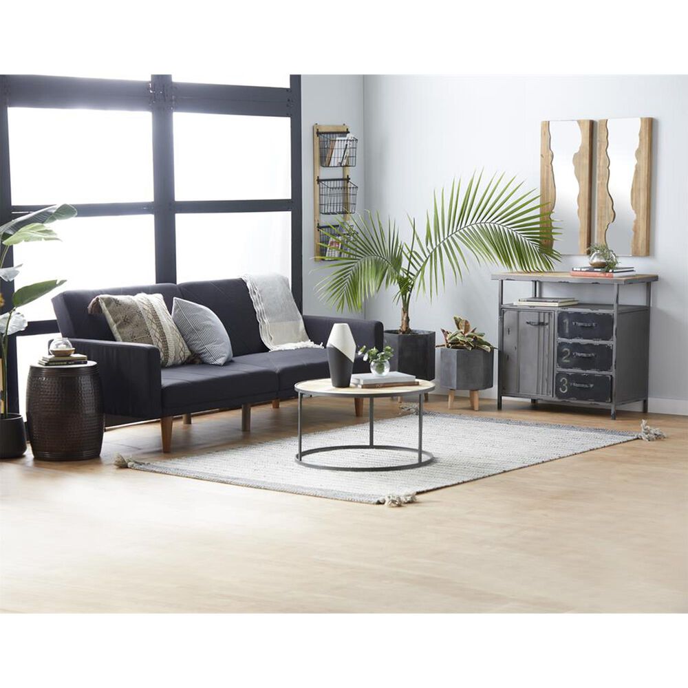 Maple and Jade 3-Slot Decorative Magazine Rack Holder with Suspended Baskets in Matte Black and Brown, , large