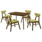 Armen Living Amaris 5-Piece Rectangular Dining Set with Olive Green Upholstery in Walnut, , large